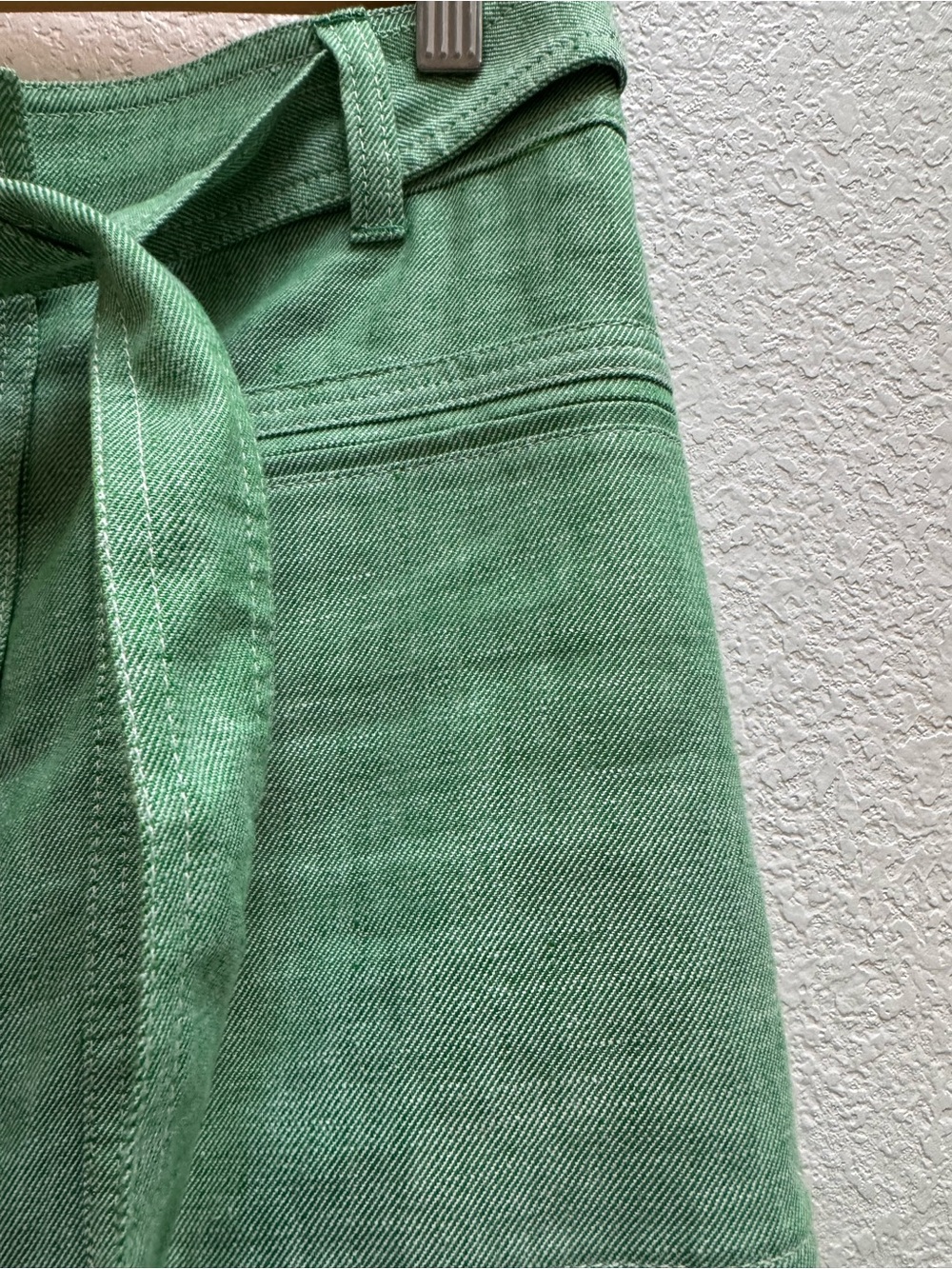 J. Crew Mint Green W/ Tie-Waist Button-Front Pencil Skirtt Linen Blend Casual 8P - Picture 6 of 13